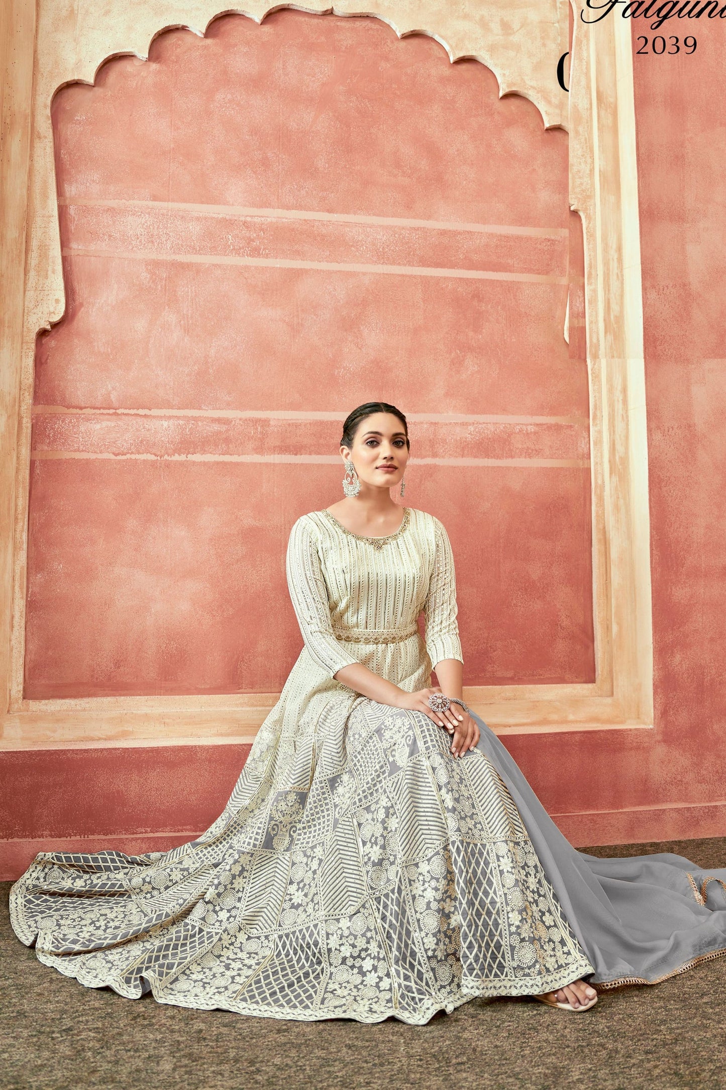 Gray Georgette Anarkali Suit