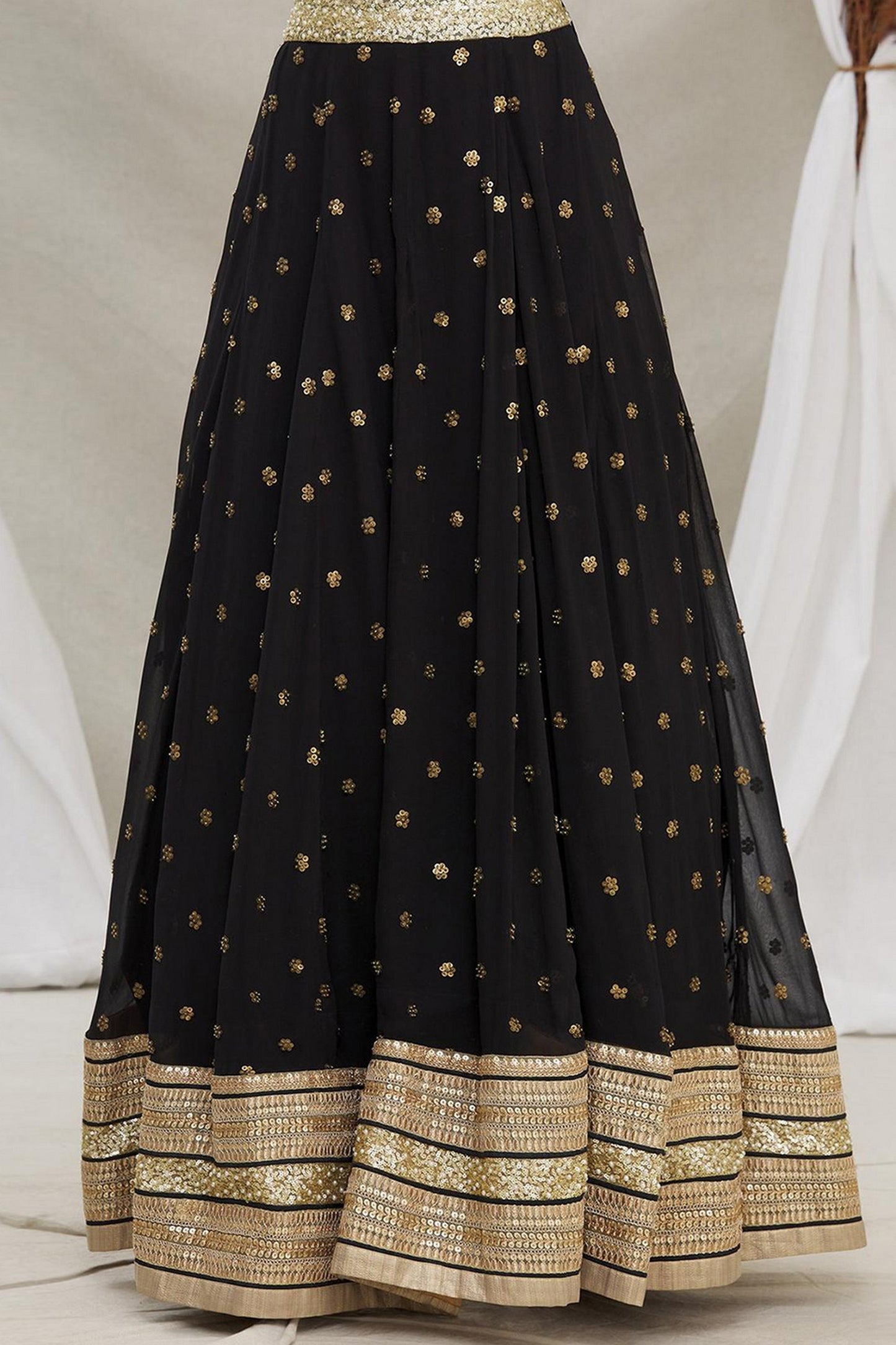 .Black Georgette Lehenga Choli - Sequence Embroidery Work
