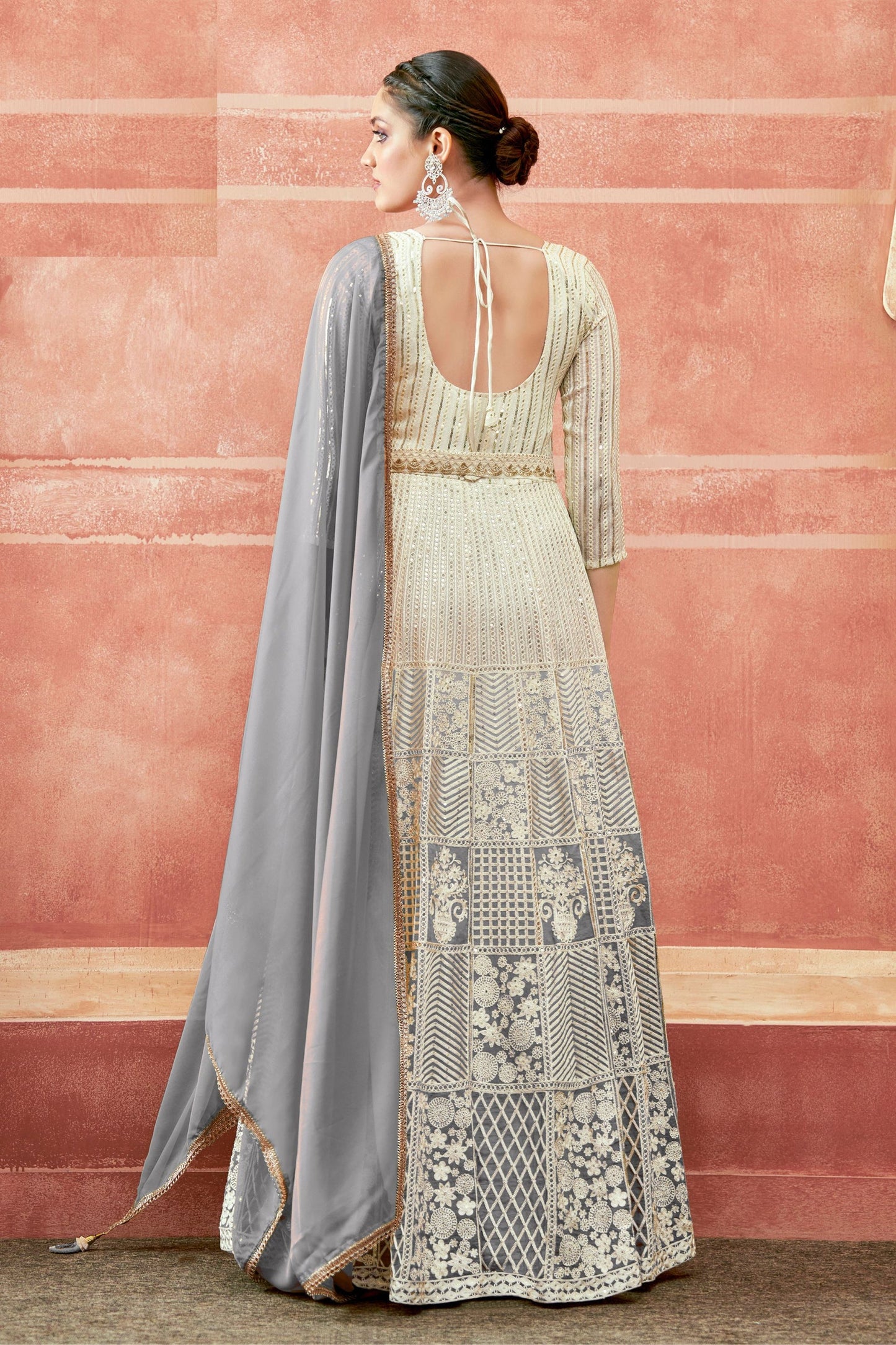 Gray Georgette Anarkali Suit