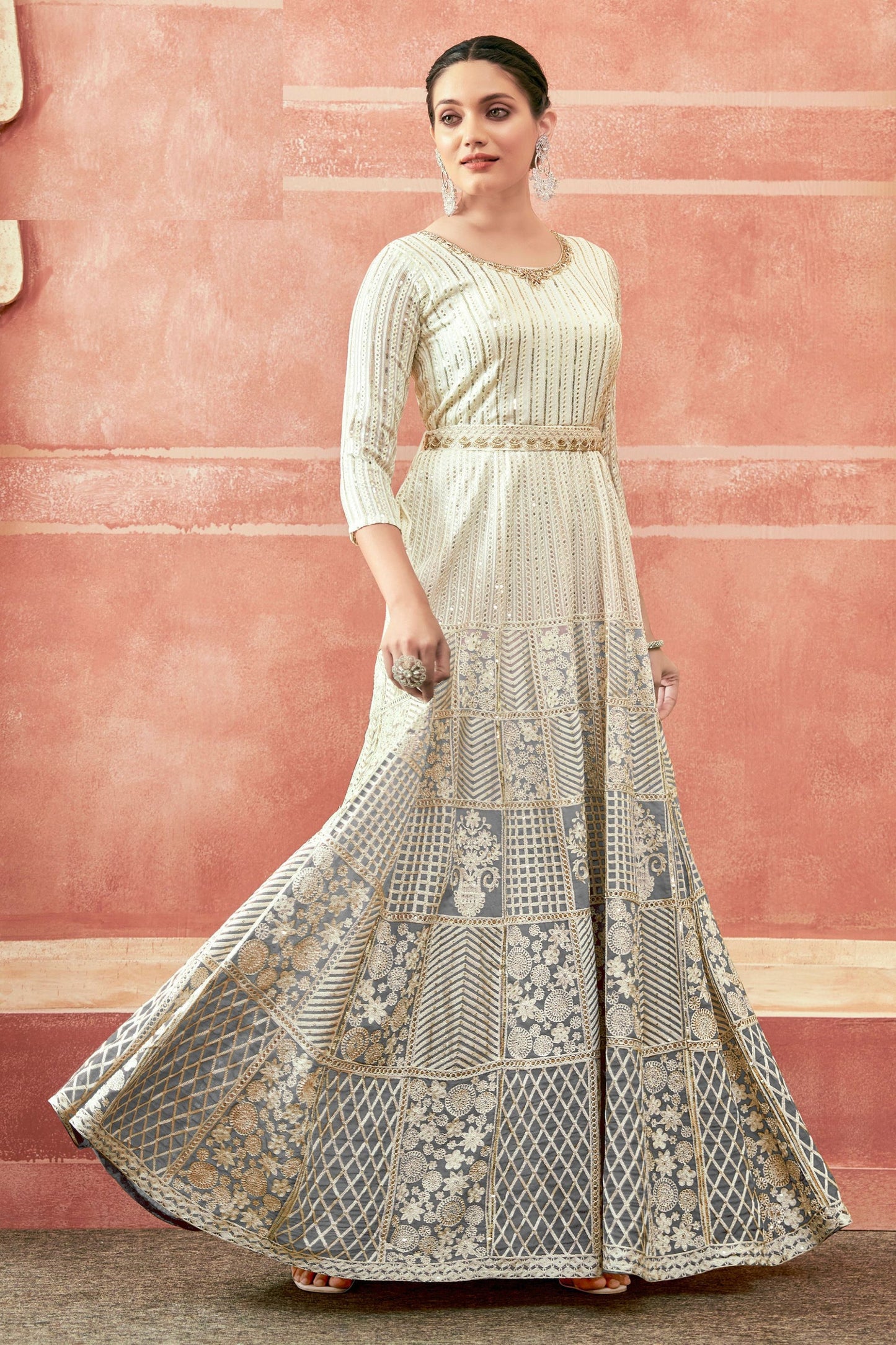 Gray Georgette Anarkali Suit