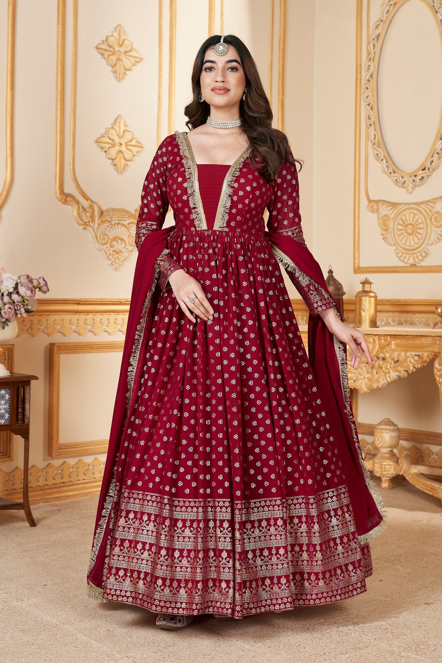 Red Georgette Anarkali Suit