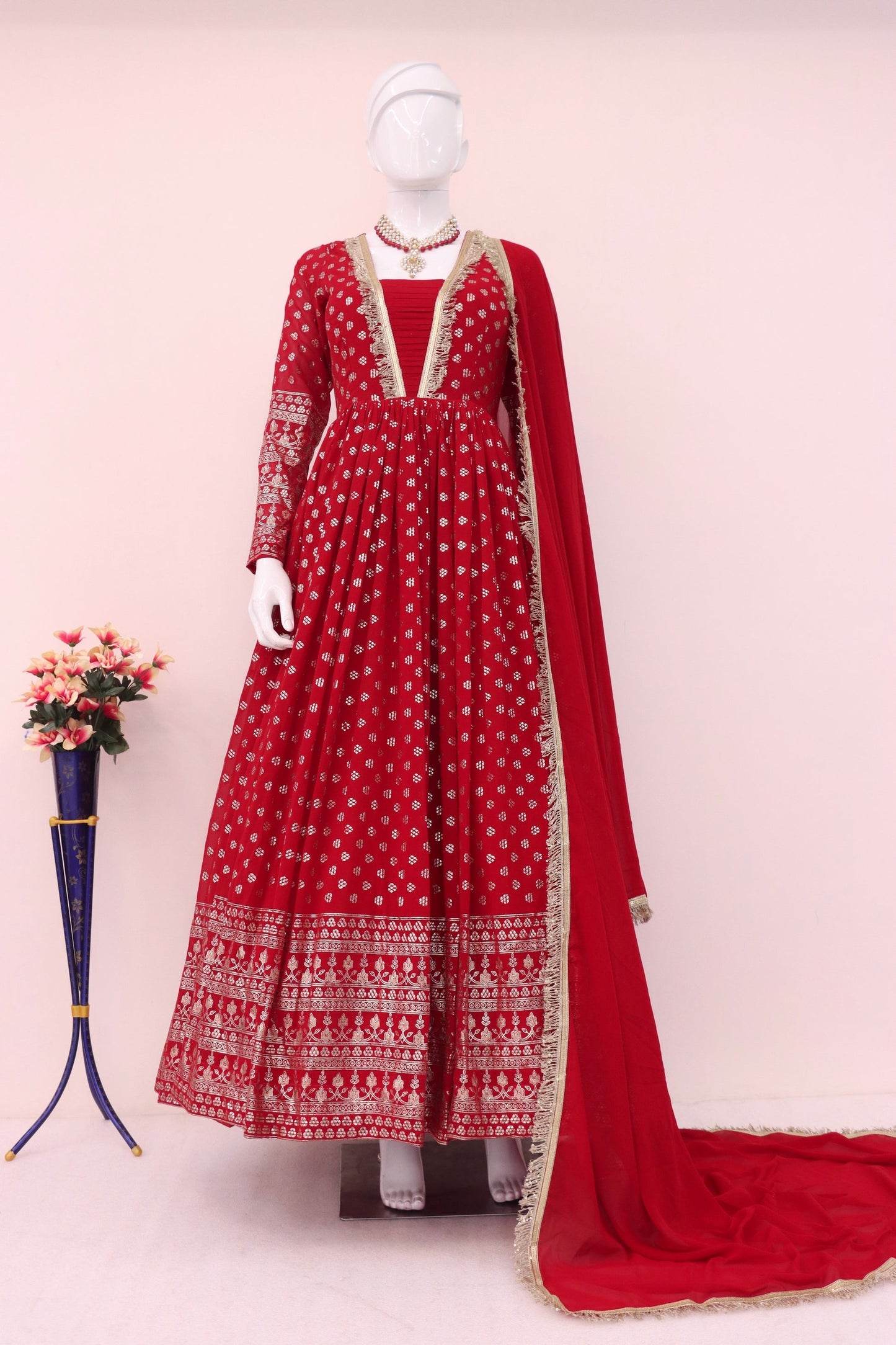 Red Georgette Anarkali Suit