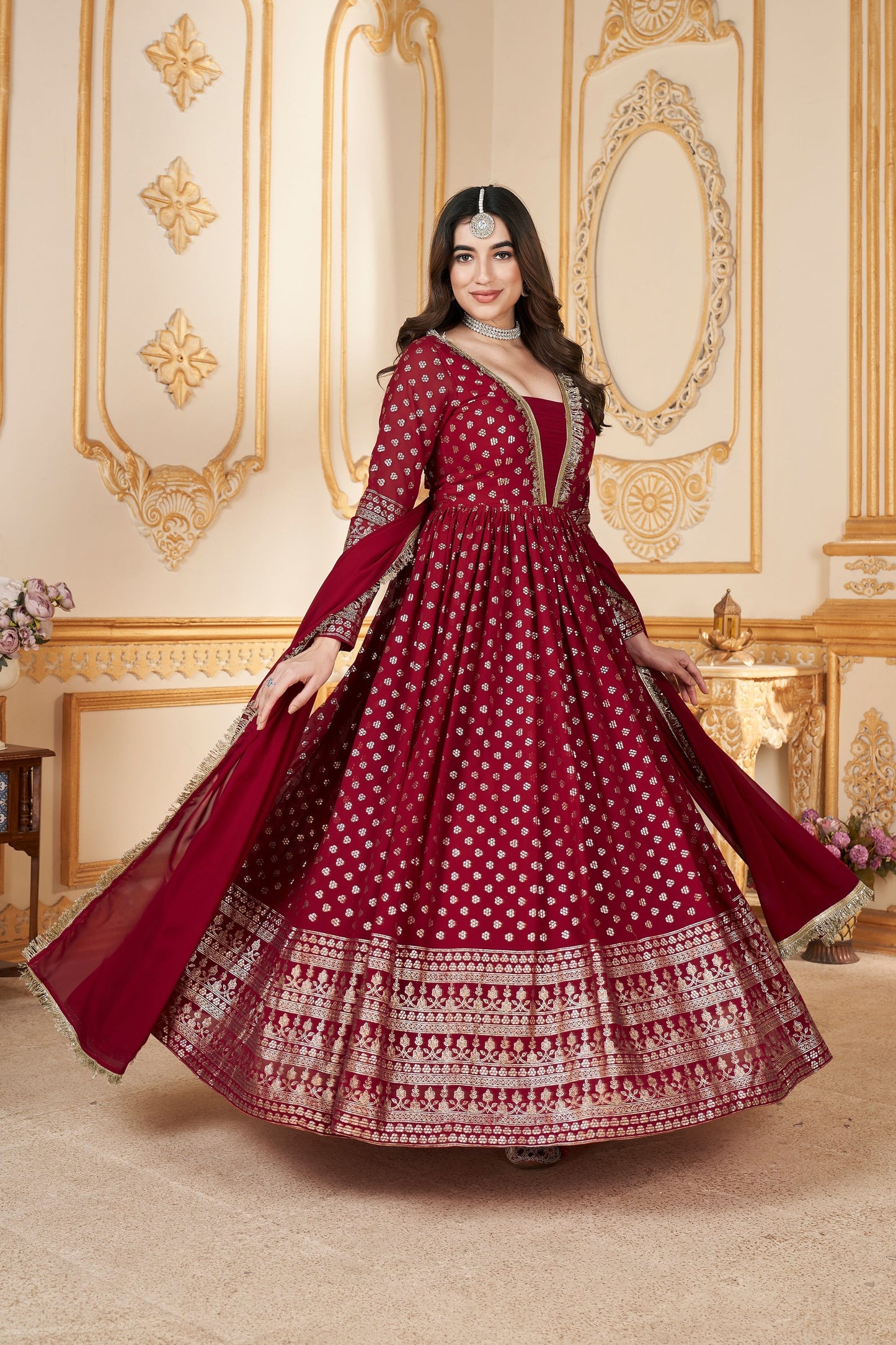 Red Georgette Anarkali Suit