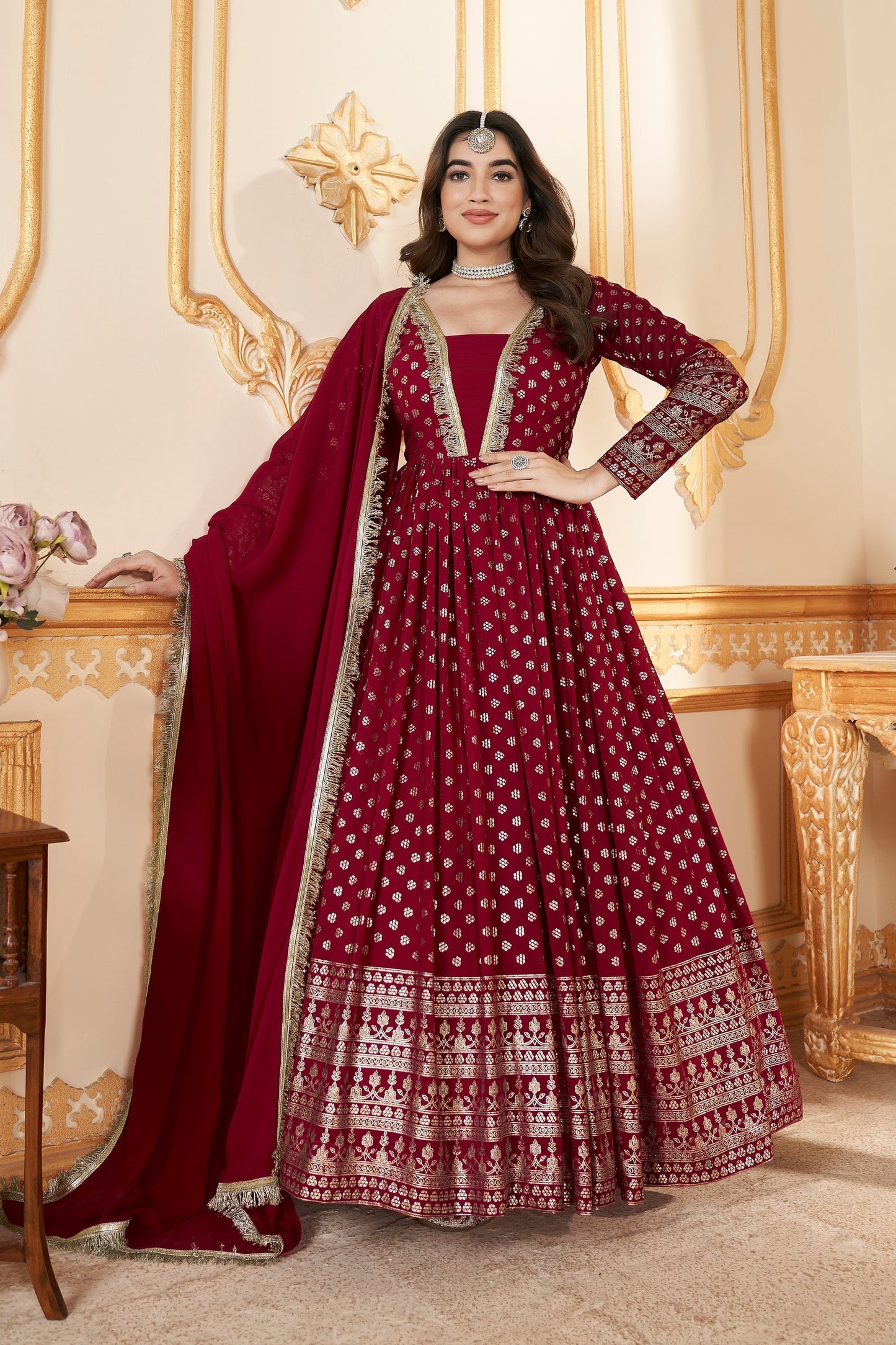 Red Georgette Anarkali Suit